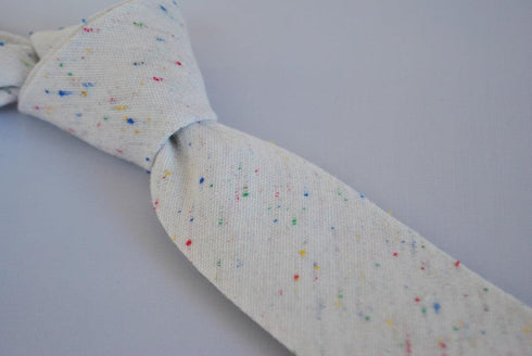 white speckled linen tie in classic width